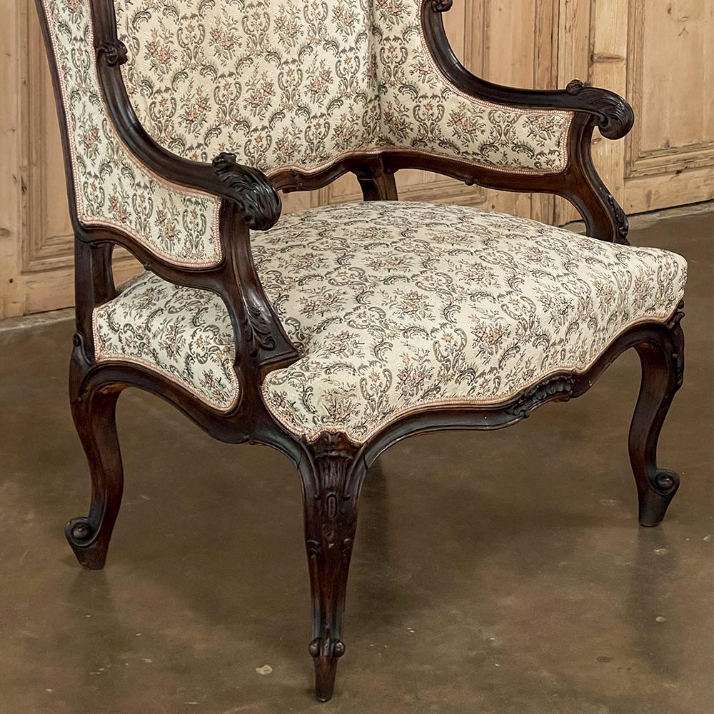Pair 19th Century French Louis XV, Regence Armchairs, Bergeres For Sale 5