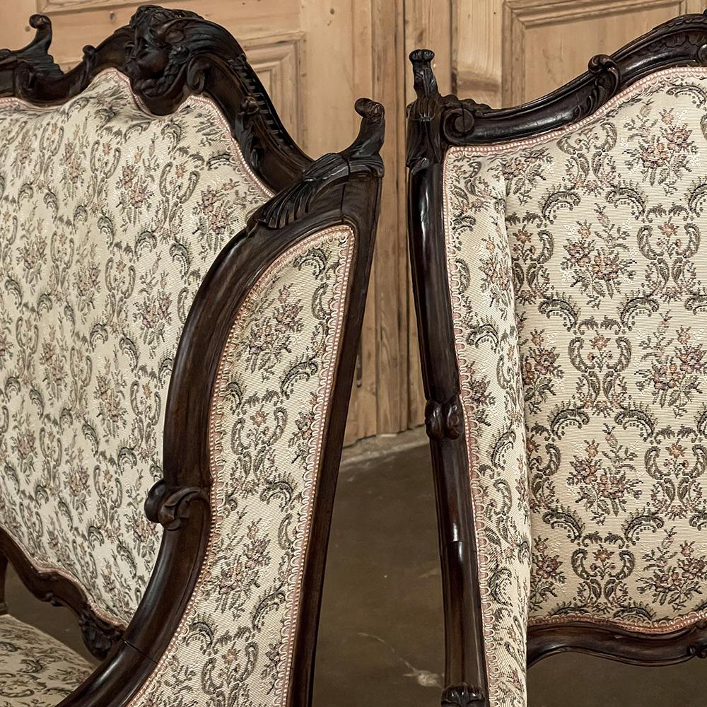 Pair 19th Century French Louis XV, Regence Armchairs, Bergeres For Sale 6