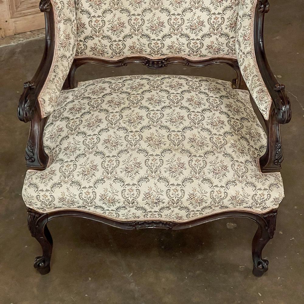 Pair 19th Century French Louis XV, Regence Armchairs, Bergeres For Sale 12