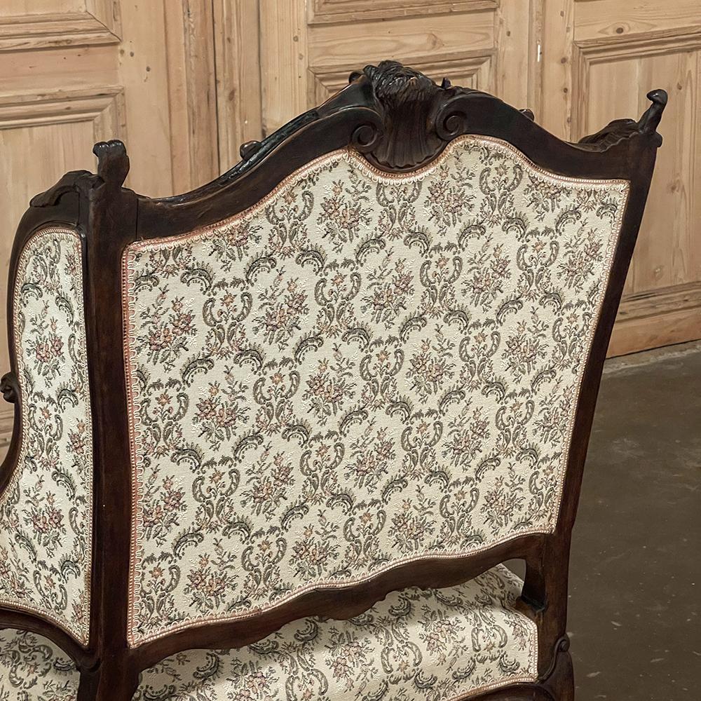 Pair 19th Century French Louis XV, Regence Armchairs, Bergeres For Sale 13
