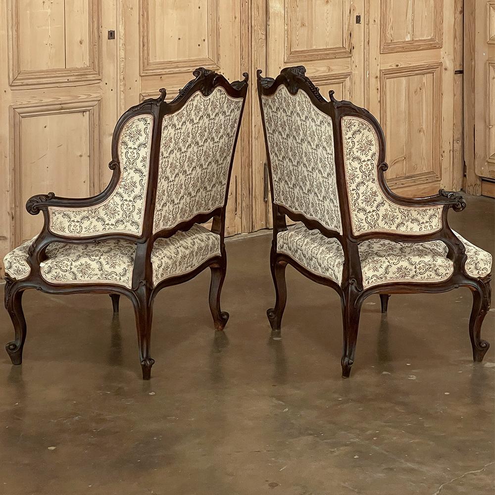 Pair 19th Century French Louis XV, Regence Armchairs, Bergeres For Sale 2