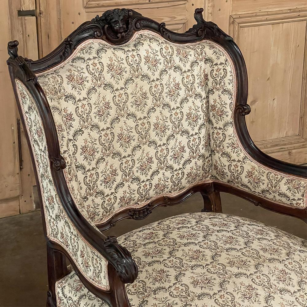 Pair 19th Century French Louis XV, Regence Armchairs, Bergeres For Sale 3