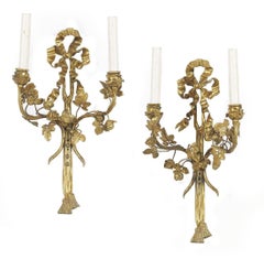 Pair 19th Century French Louis XV Style Gilt Bronze Sconces by Maison Millet