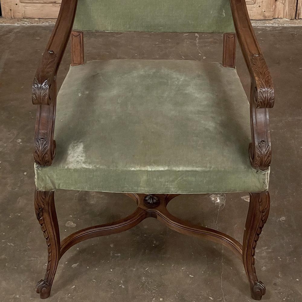 Pair 19th Century French Louis XV Walnut Armchairs ~ Fauteuils For Sale 9