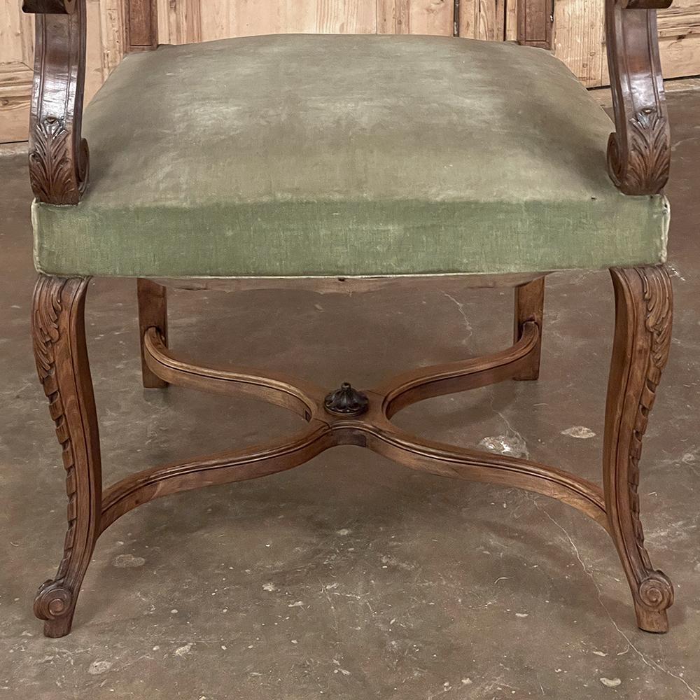 Pair 19th Century French Louis XV Walnut Armchairs ~ Fauteuils For Sale 11