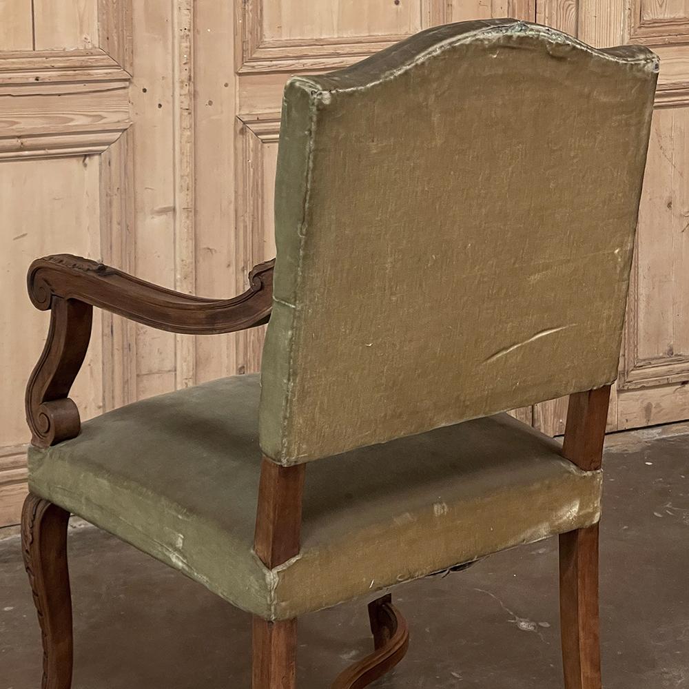 Pair 19th Century French Louis XV Walnut Armchairs ~ Fauteuils For Sale 12