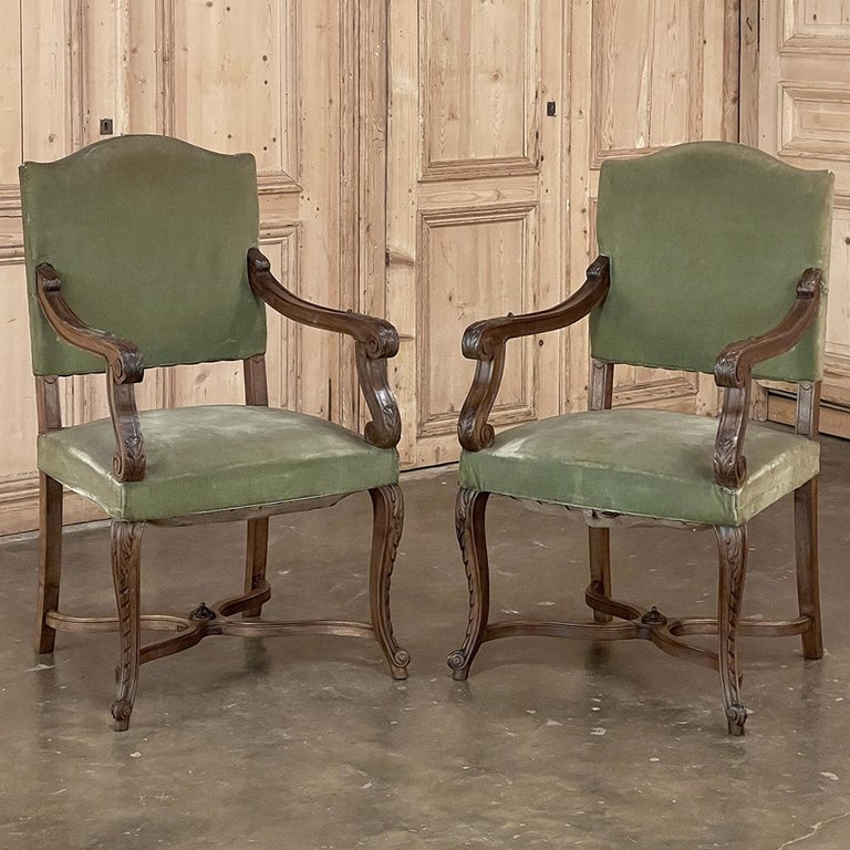 Pair 19th Century French Louis XV Walnut Armchairs ~ Fauteuils For Sale ...