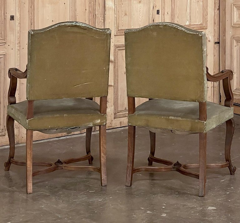 Pair 19th Century French Louis XV Walnut Armchairs ~ Fauteuils For Sale ...