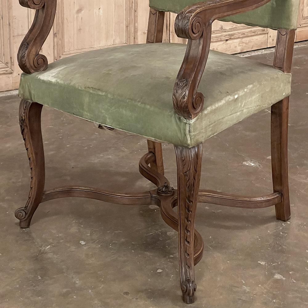 Pair 19th Century French Louis XV Walnut Armchairs ~ Fauteuils For Sale 4
