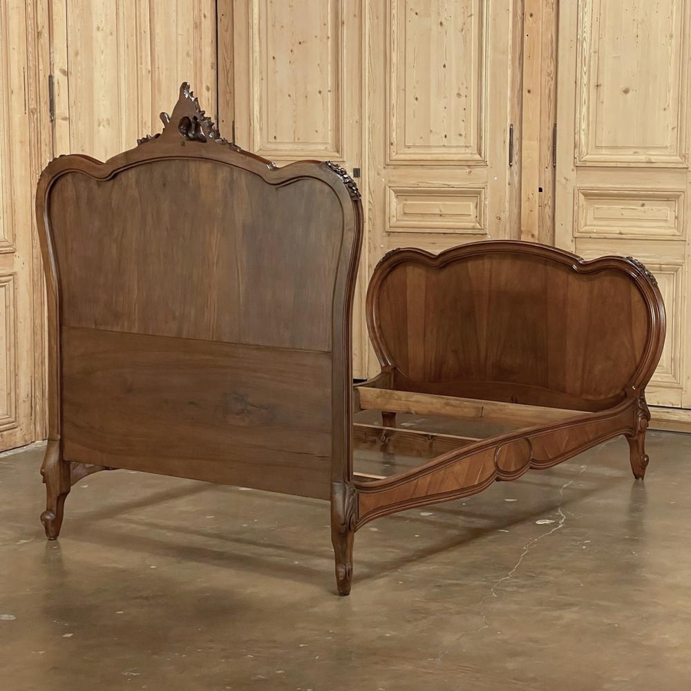 Pair 19th Century French Louis XV Walnut Twin Beds 10