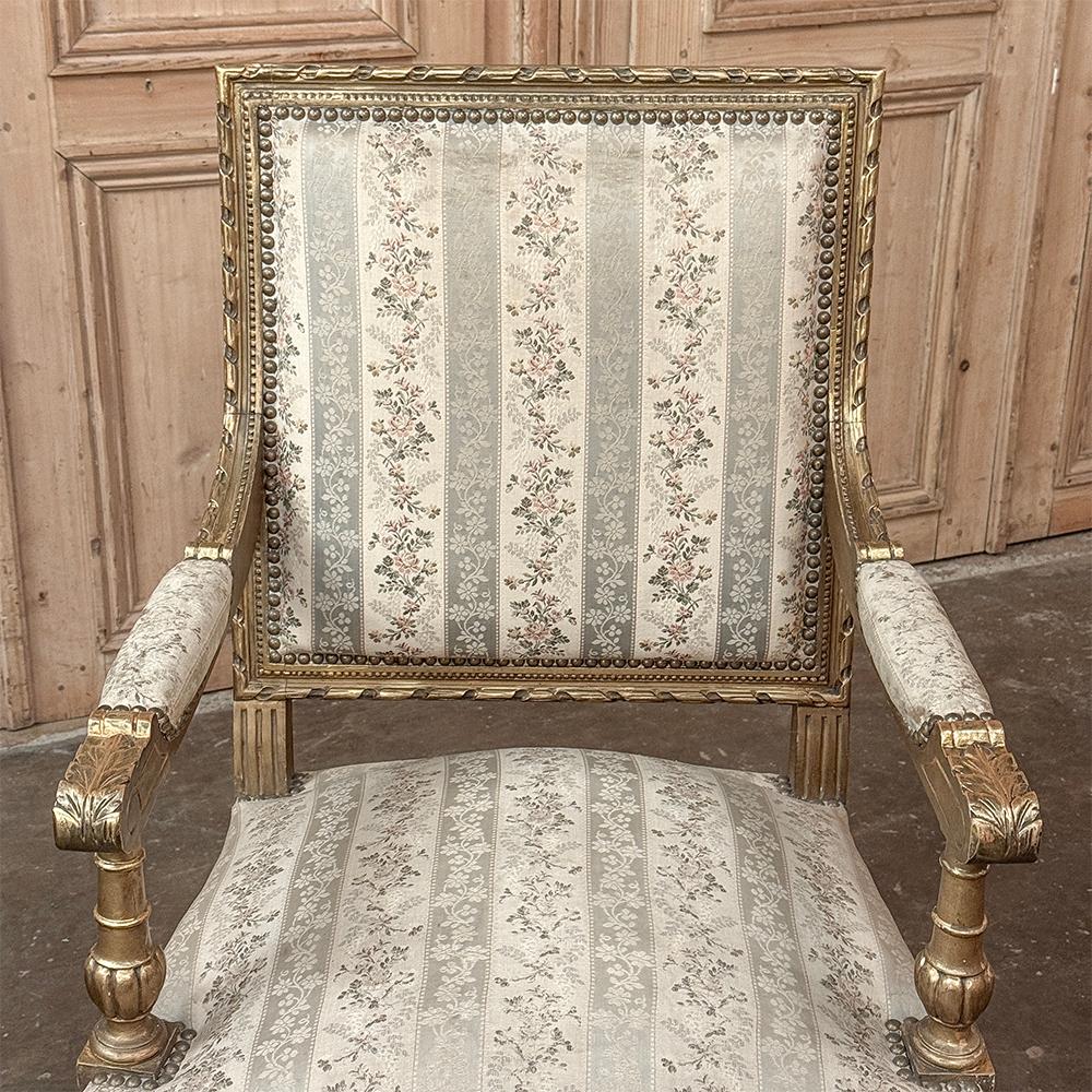 Pareja Sillones Franceses Luis XVI Dorados Siglo XIX ~ Fauteuils en venta 4