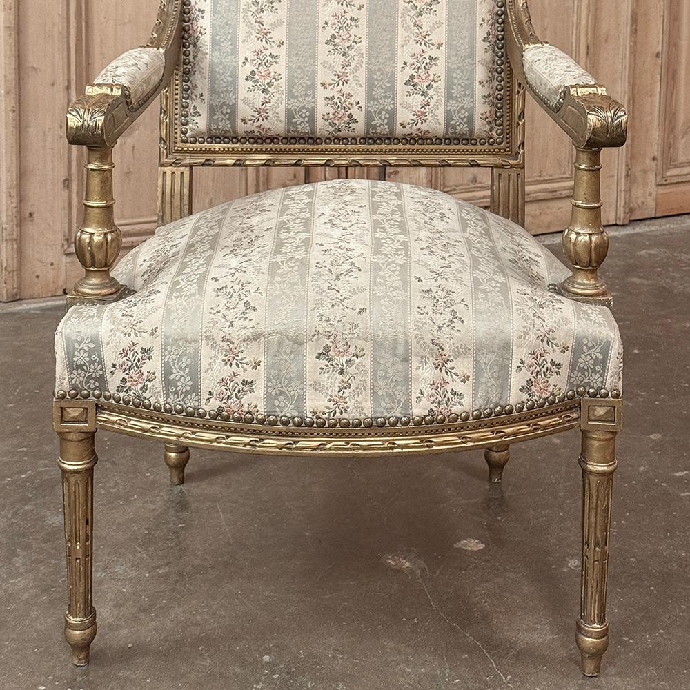 Pareja Sillones Franceses Luis XVI Dorados Siglo XIX ~ Fauteuils en venta 6