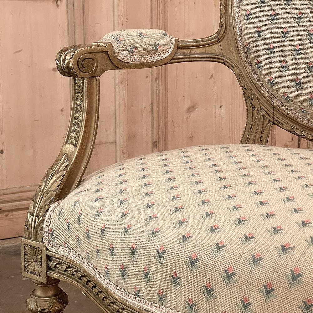 Pair 19th Century French Louis XVI Gilded Armchairs ~ Fauteuils For Sale 10