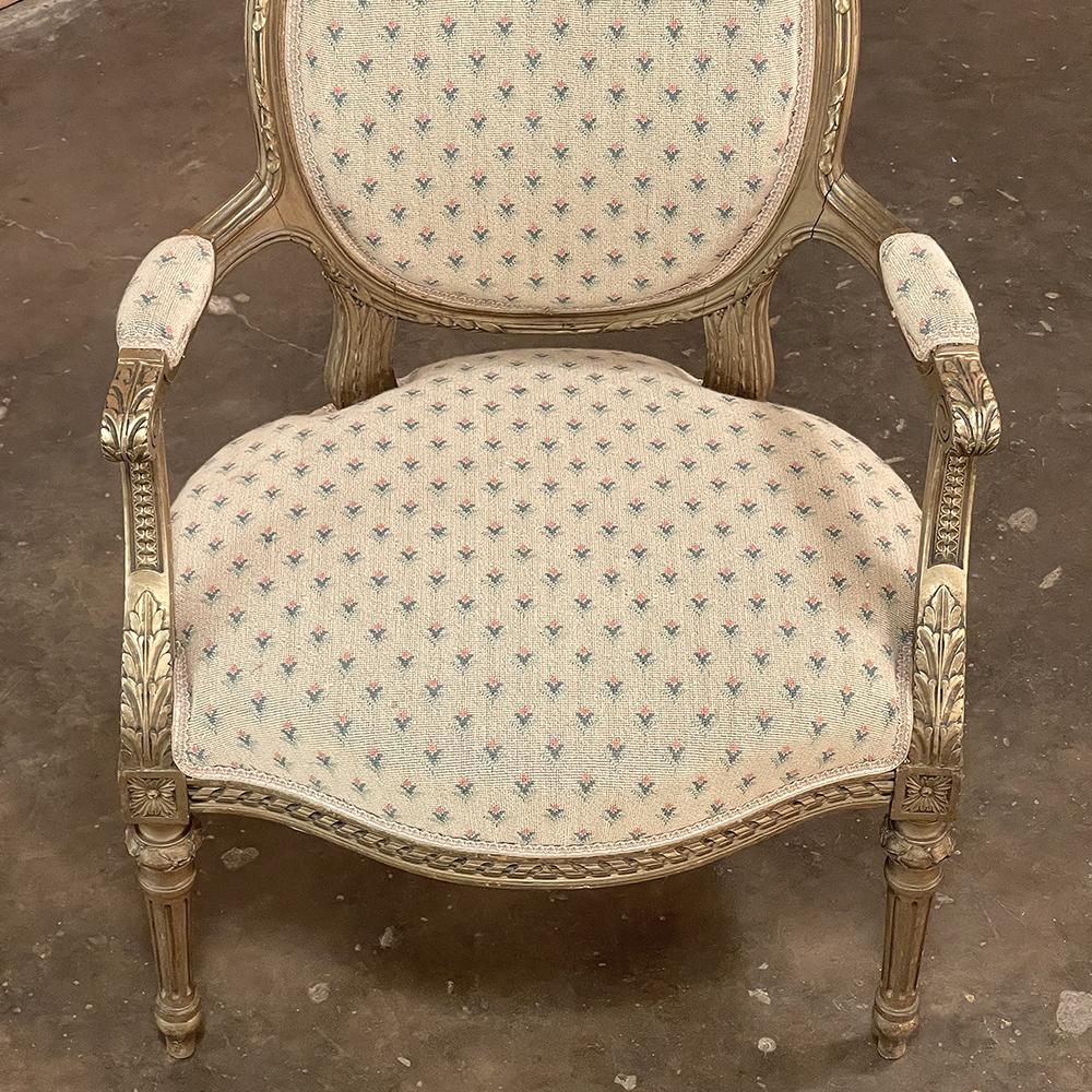 Pair 19th Century French Louis XVI Gilded Armchairs ~ Fauteuils For Sale 12