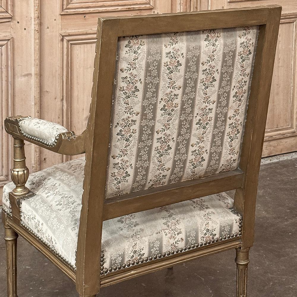 Pareja Sillones Franceses Luis XVI Dorados Siglo XIX ~ Fauteuils en venta 11