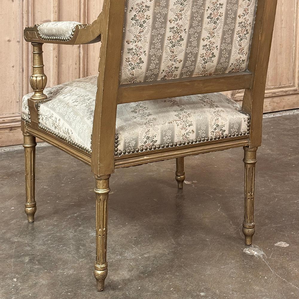 Pareja Sillones Franceses Luis XVI Dorados Siglo XIX ~ Fauteuils en venta 12