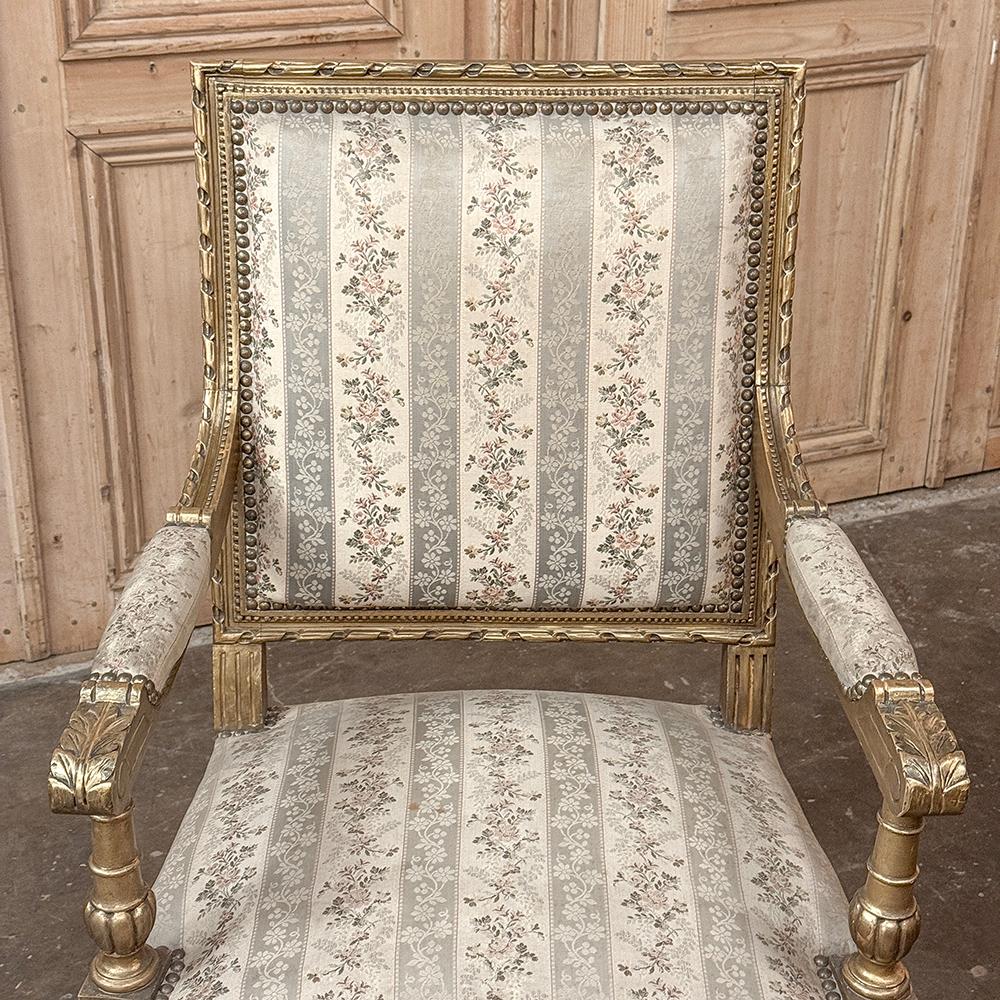 Pareja Sillones Franceses Luis XVI Dorados Siglo XIX ~ Fauteuils en venta 1