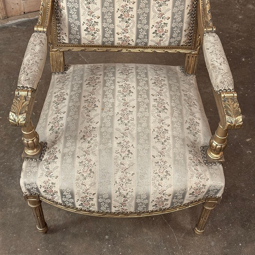 Pareja Sillones Franceses Luis XVI Dorados Siglo XIX ~ Fauteuils en venta 2