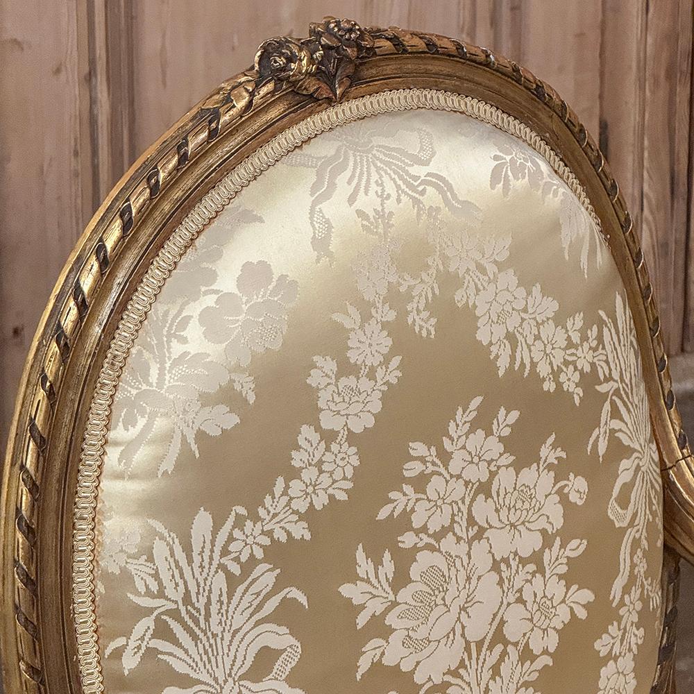 Pair 19th Century French Louis XVI Giltwood Armchairs ~ Fauteuils For Sale 8