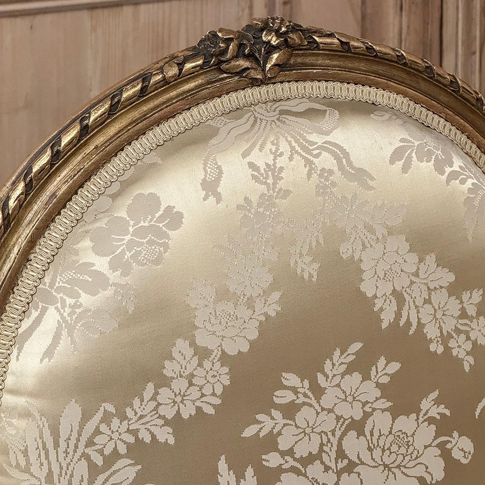 Pair 19th Century French Louis XVI Giltwood Armchairs ~ Fauteuils For Sale 9