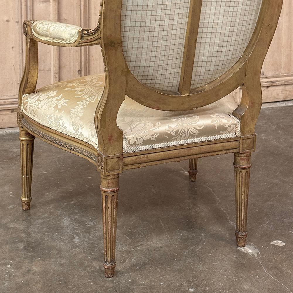 Pair 19th Century French Louis XVI Giltwood Armchairs ~ Fauteuils For Sale 13