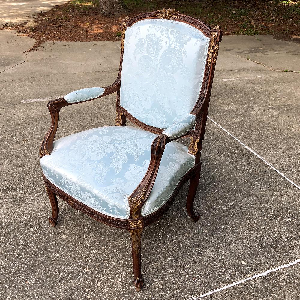 Pair of 19th Century French Louis XVI Mahogany Armchairs In Good Condition In Dallas, TX