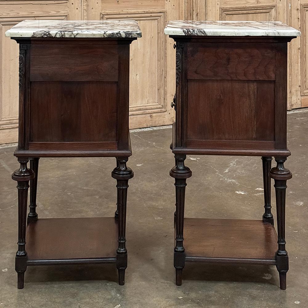 Pair 19th Century French Louis XVI Marble Top Nightstands For Sale 4
