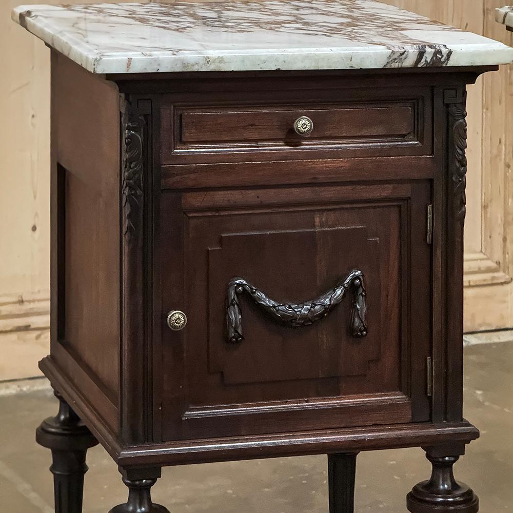 Pair 19th Century French Louis XVI Marble Top Nightstands For Sale 5