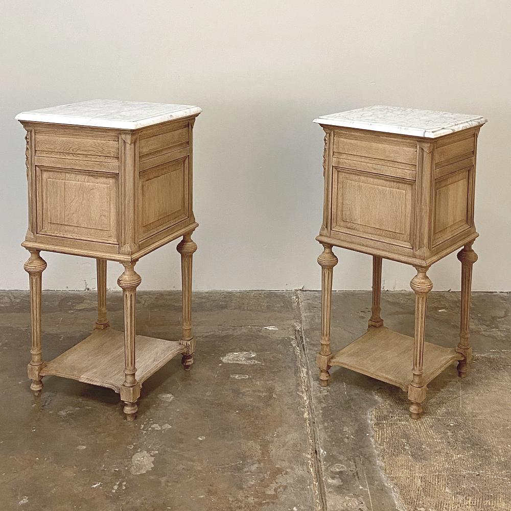Pair of 19th Century French Louis XVI Marble-Top Nightstands 6