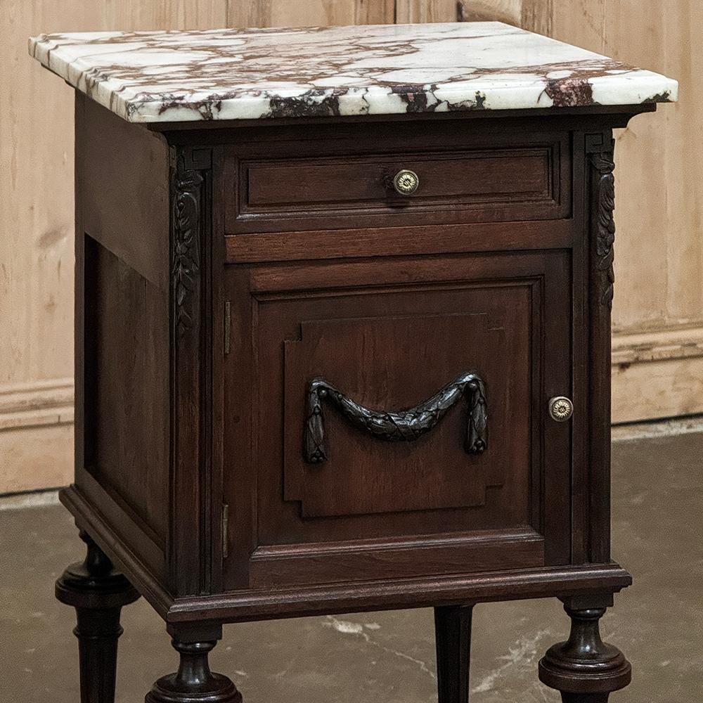 Pair 19th Century French Louis XVI Marble Top Nightstands For Sale 7