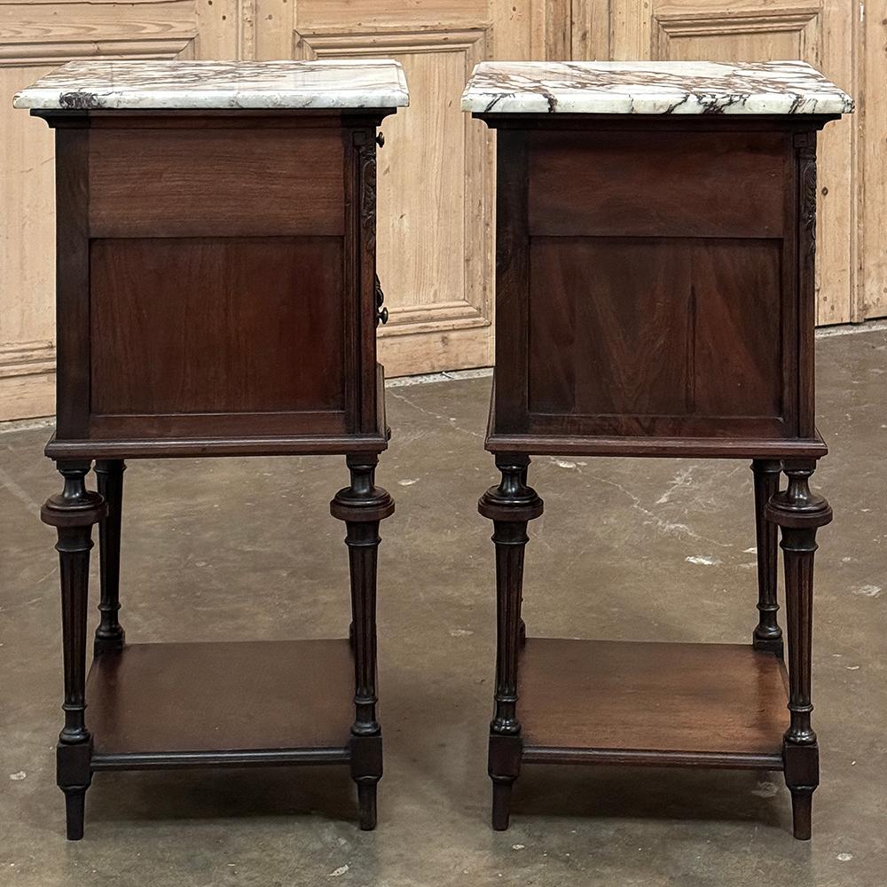 Pair 19th Century French Louis XVI Marble Top Nightstands For Sale 2