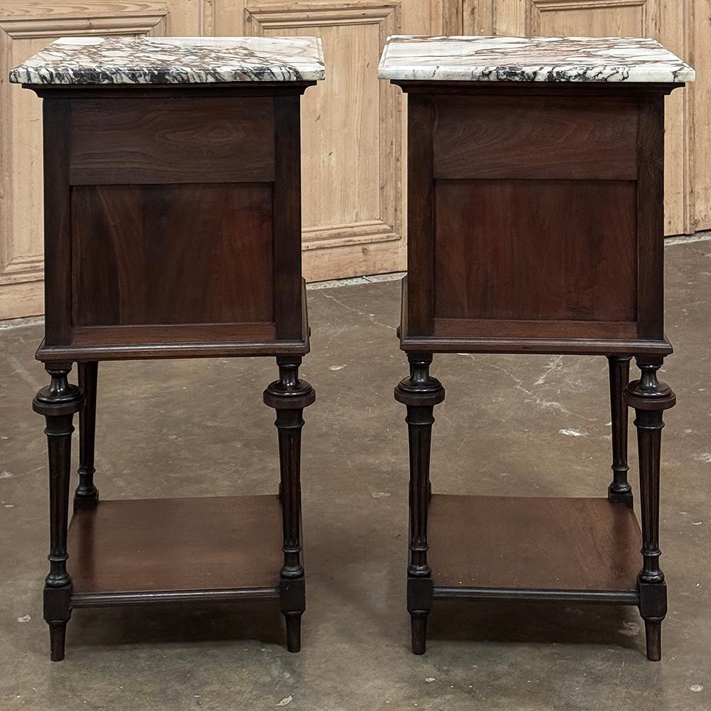 Pair 19th Century French Louis XVI Marble Top Nightstands For Sale 3