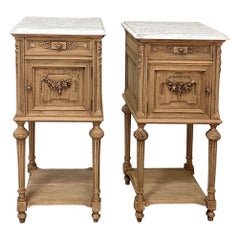 Pair of 19th Century French Louis XVI Marble-Top Nightstands