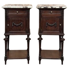 Used Pair 19th Century French Louis XVI Marble Top Nightstands