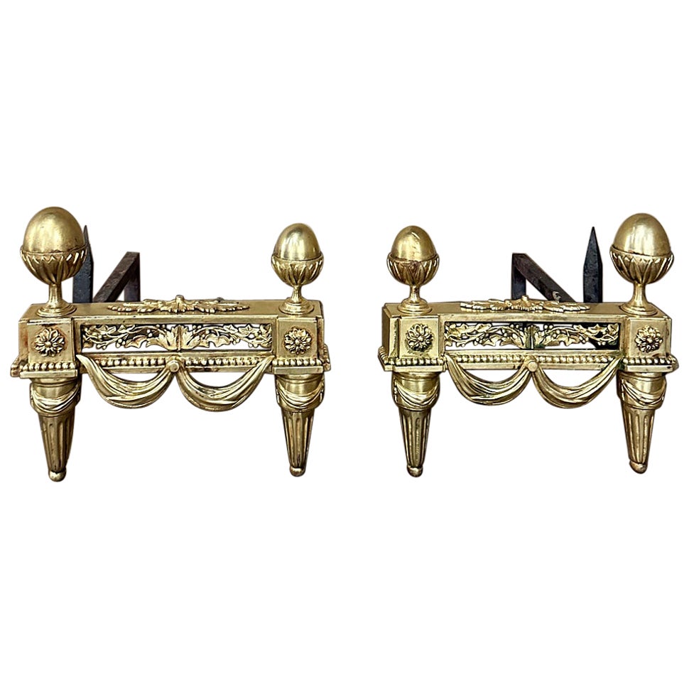Coppia di androni in bronzo neoclassici francesi Luigi XVI del XIX secolo