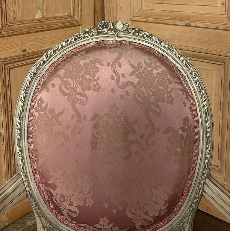 Pair 19th Century French Louis XVI Painted Armchairs For Sale at 1stDibs