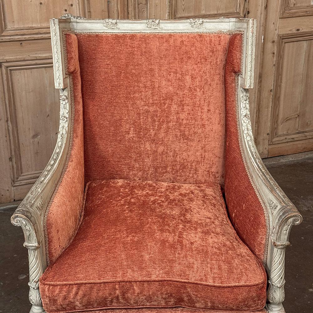 Paire de Bergeres ~ Fauteuils peints Louis XVI du 19ème siècle français en vente 3