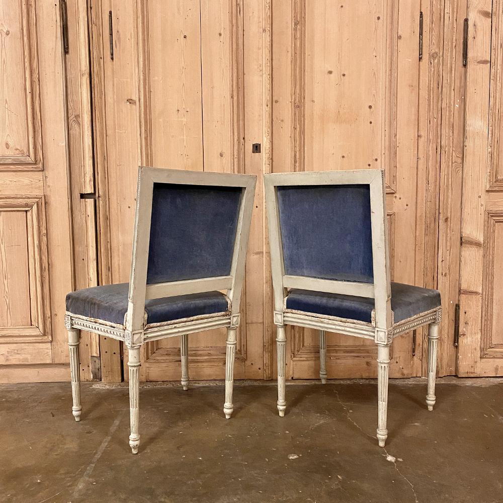 Pair of 19th Century French Louis XVI Painted Chairs In Good Condition In Dallas, TX
