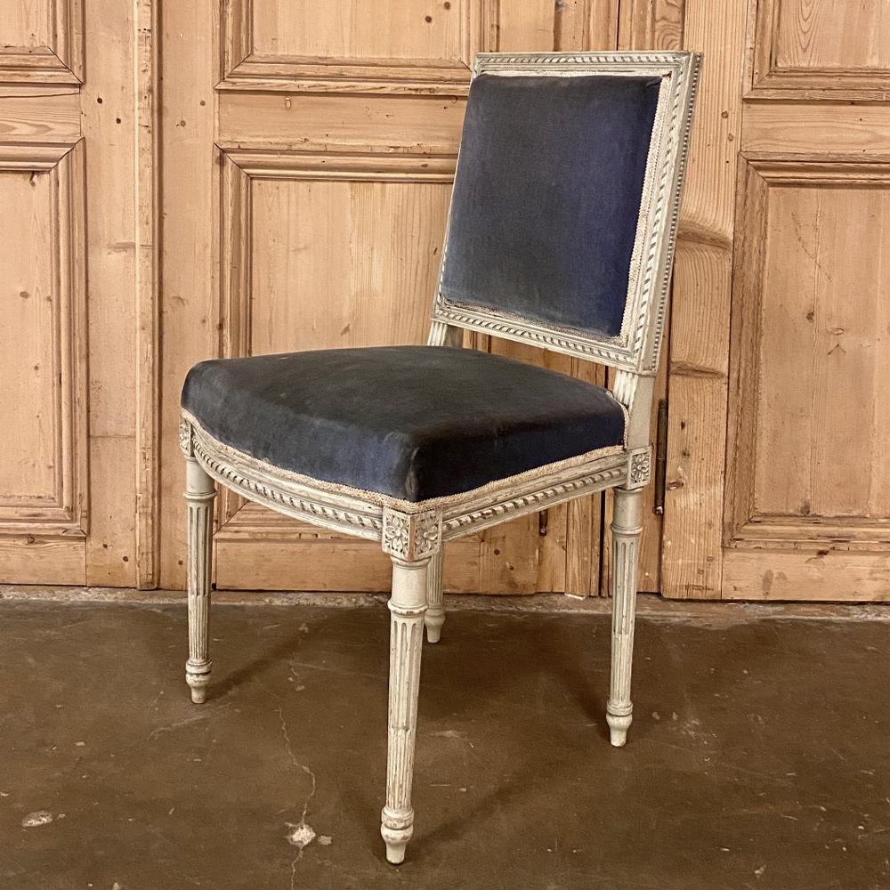 Wood Pair of 19th Century French Louis XVI Painted Chairs