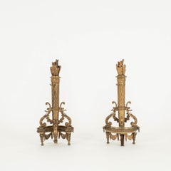 Pair 19th Century French Louis XVI Style Gilt Bronze Chenets
