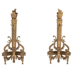 Pair 19th Century French Louis XVI Style Gilt Bronze Chenets