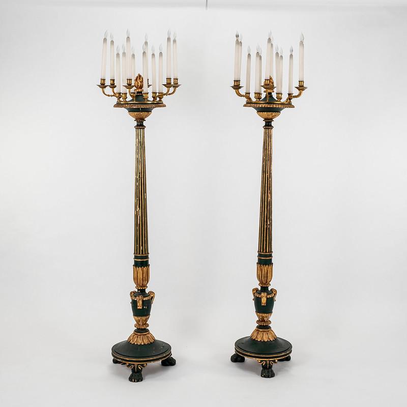 Pair of French Louis XVI style candelabra torchieres.
