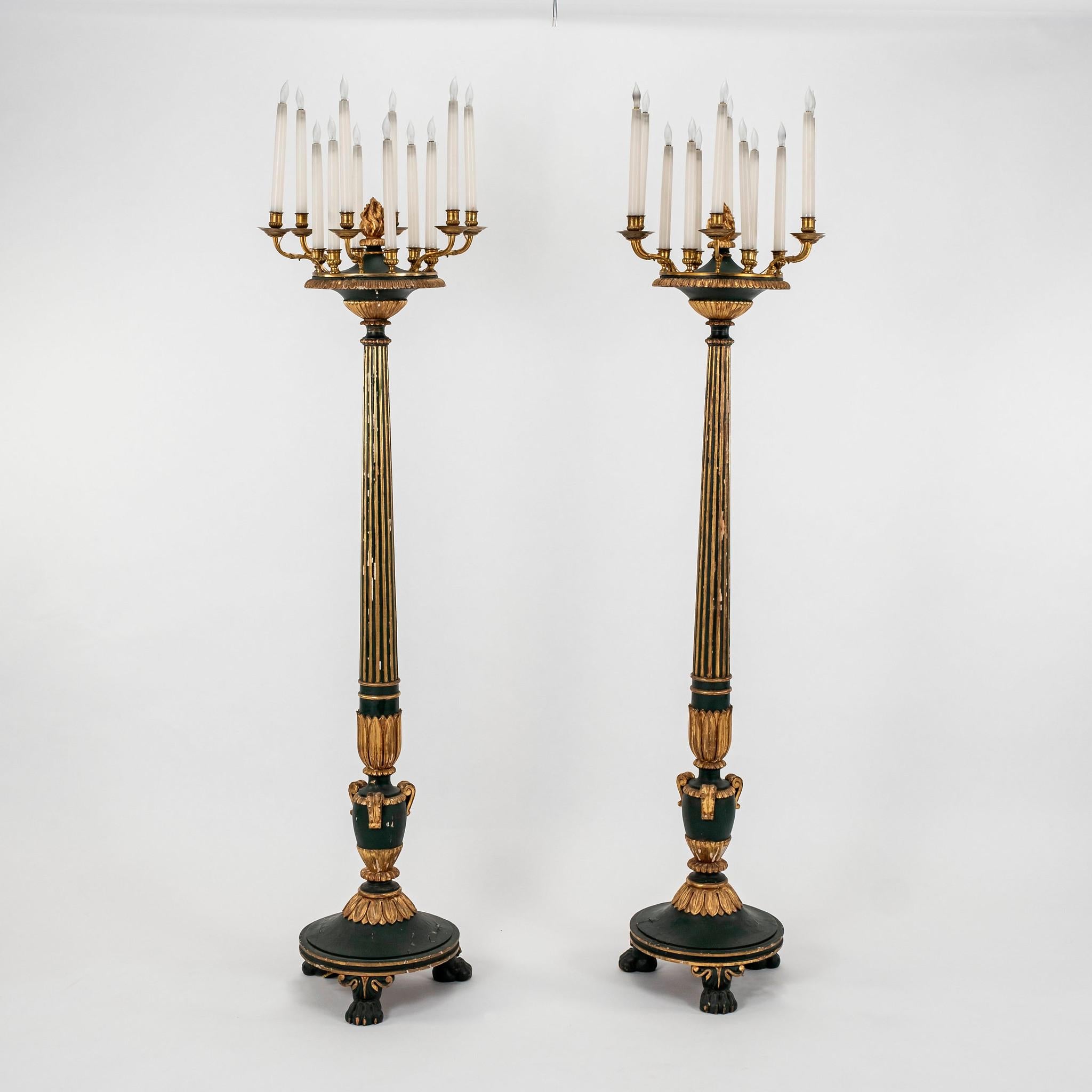 Gilt Pair of 19th Century French Louis XVI Style Torchieres For Sale