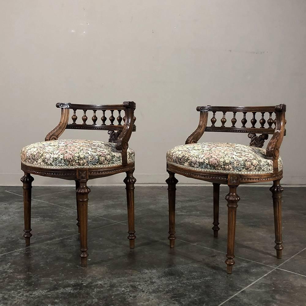 Late 19th Century Pair of 19th Century French Louis XVI Vanity Stools