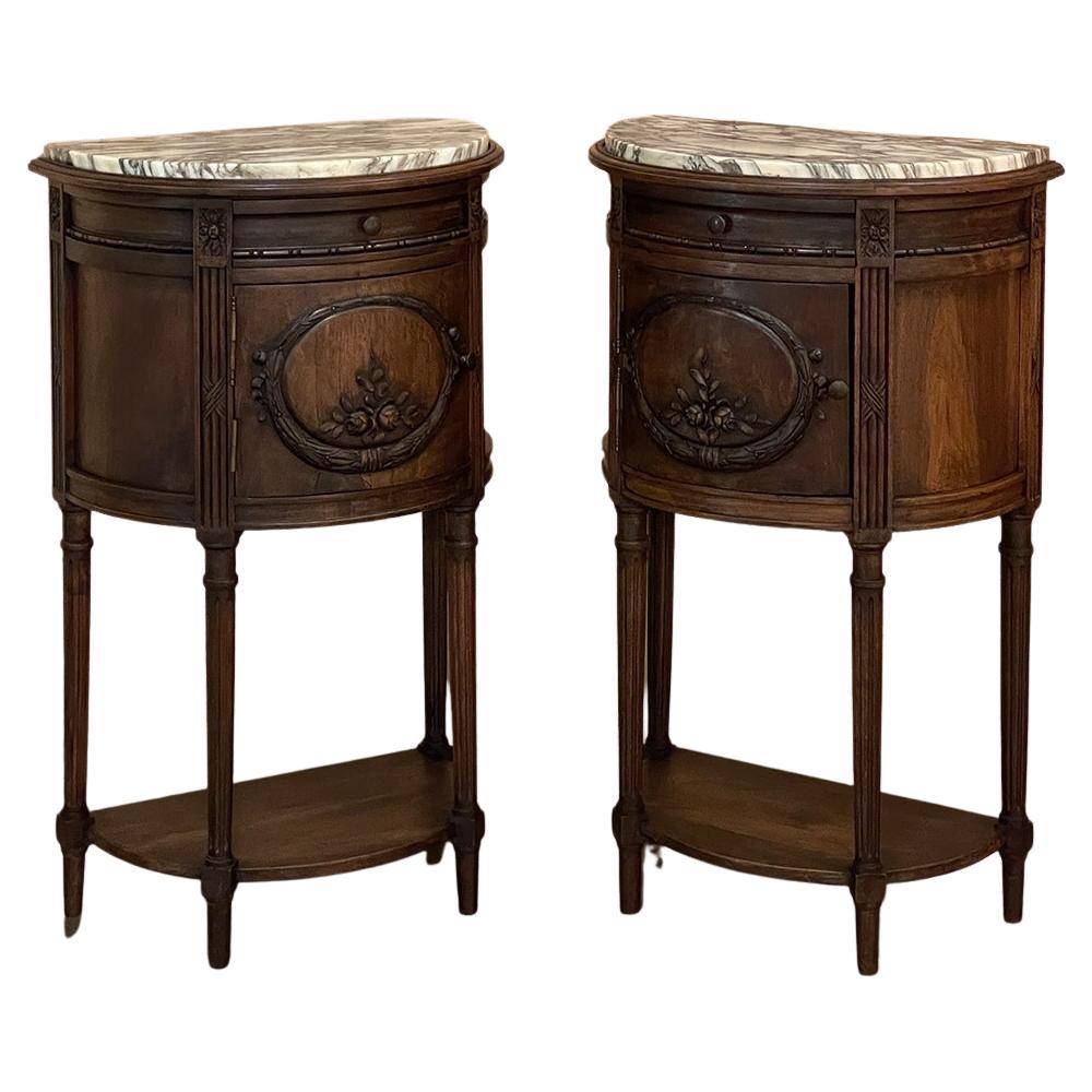 Pair of 19th Century French Louis XVI MarbleTop Nightstands at 1stDibs
