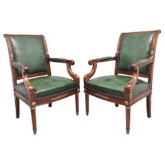 Pair 19th Century French Mahogany Armchairs