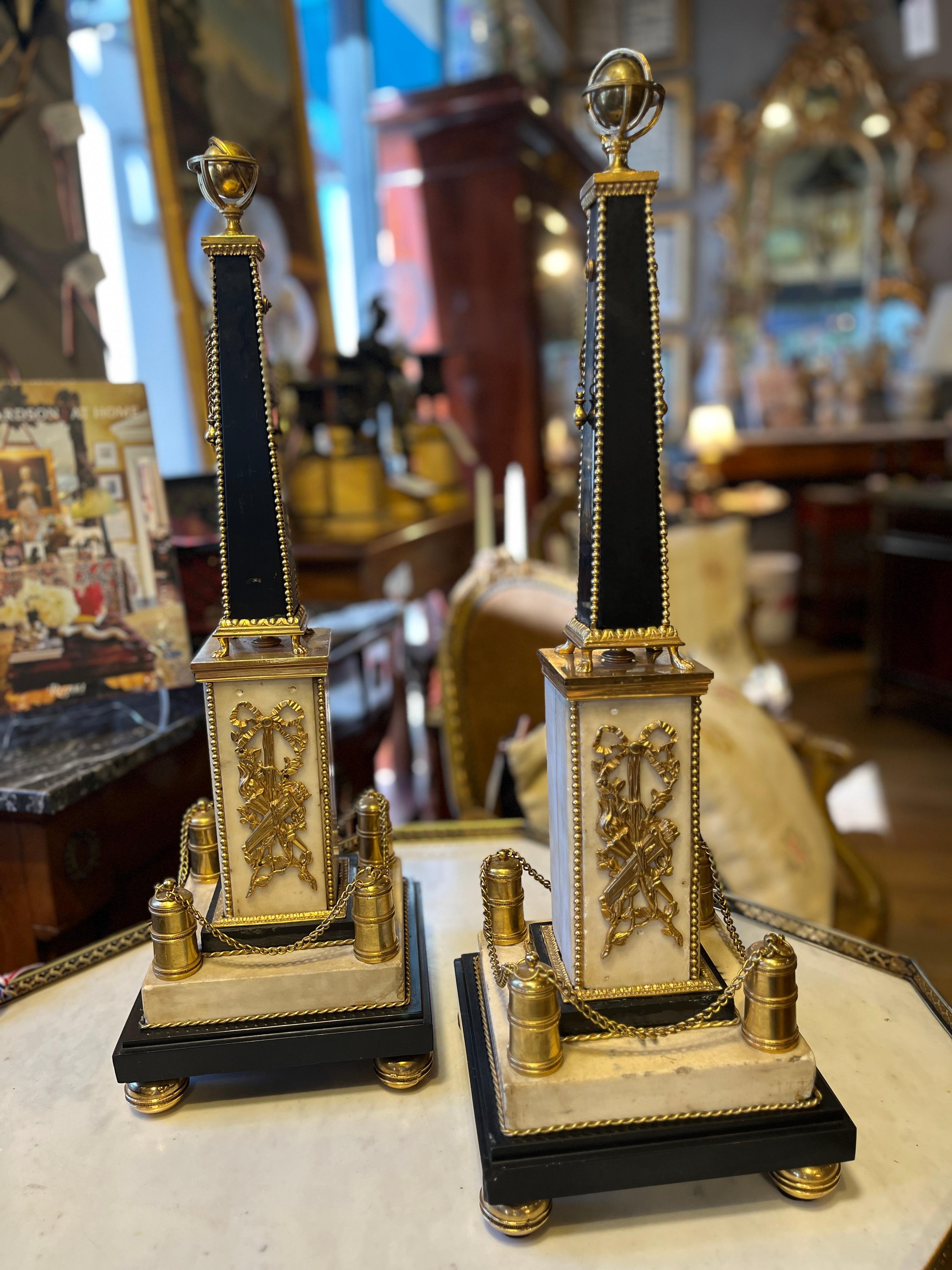 Pair 19th Century French Monumental Obelisks. Exquisite design, must see photos.