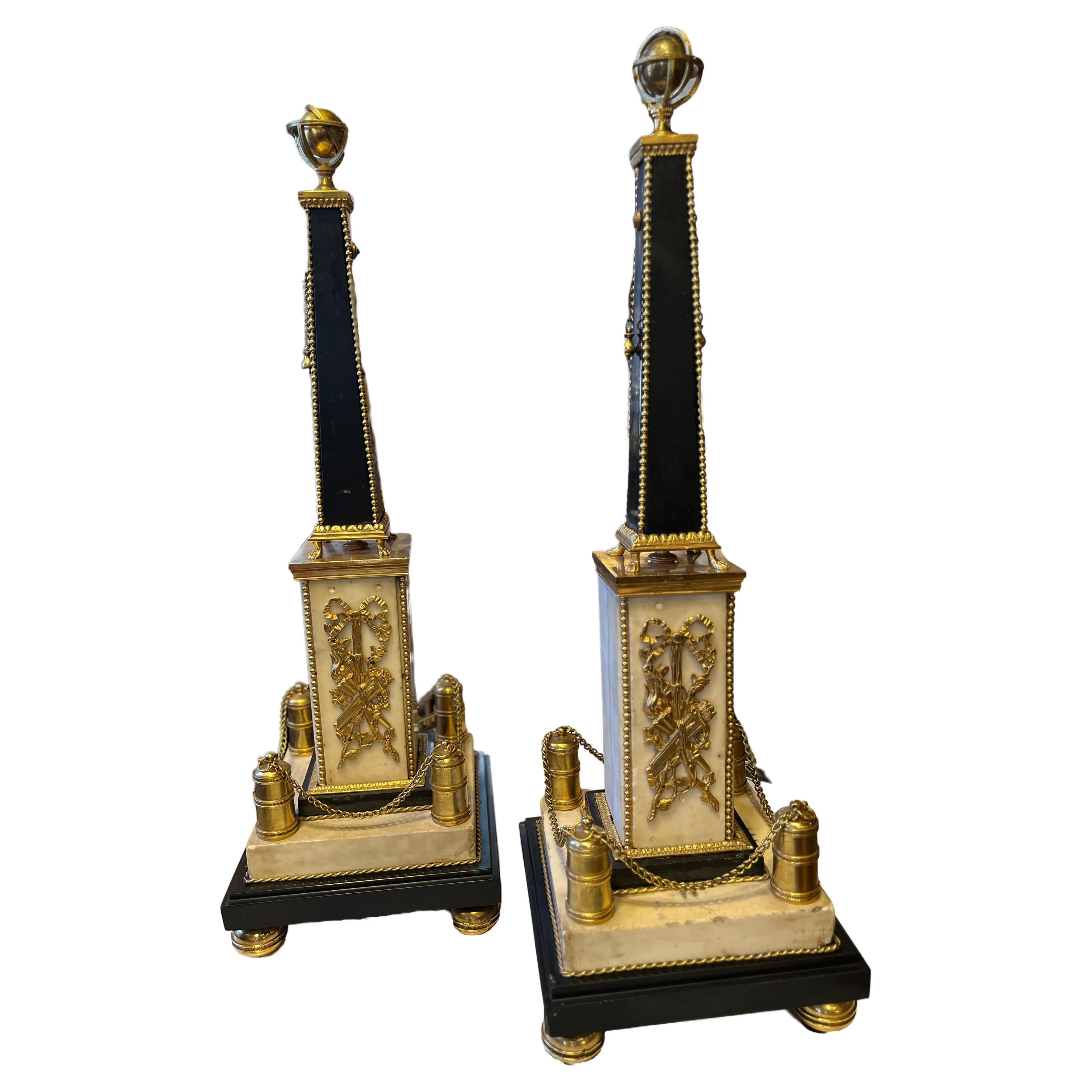 Pair 19th Century French Monumental Obelisks For Sale