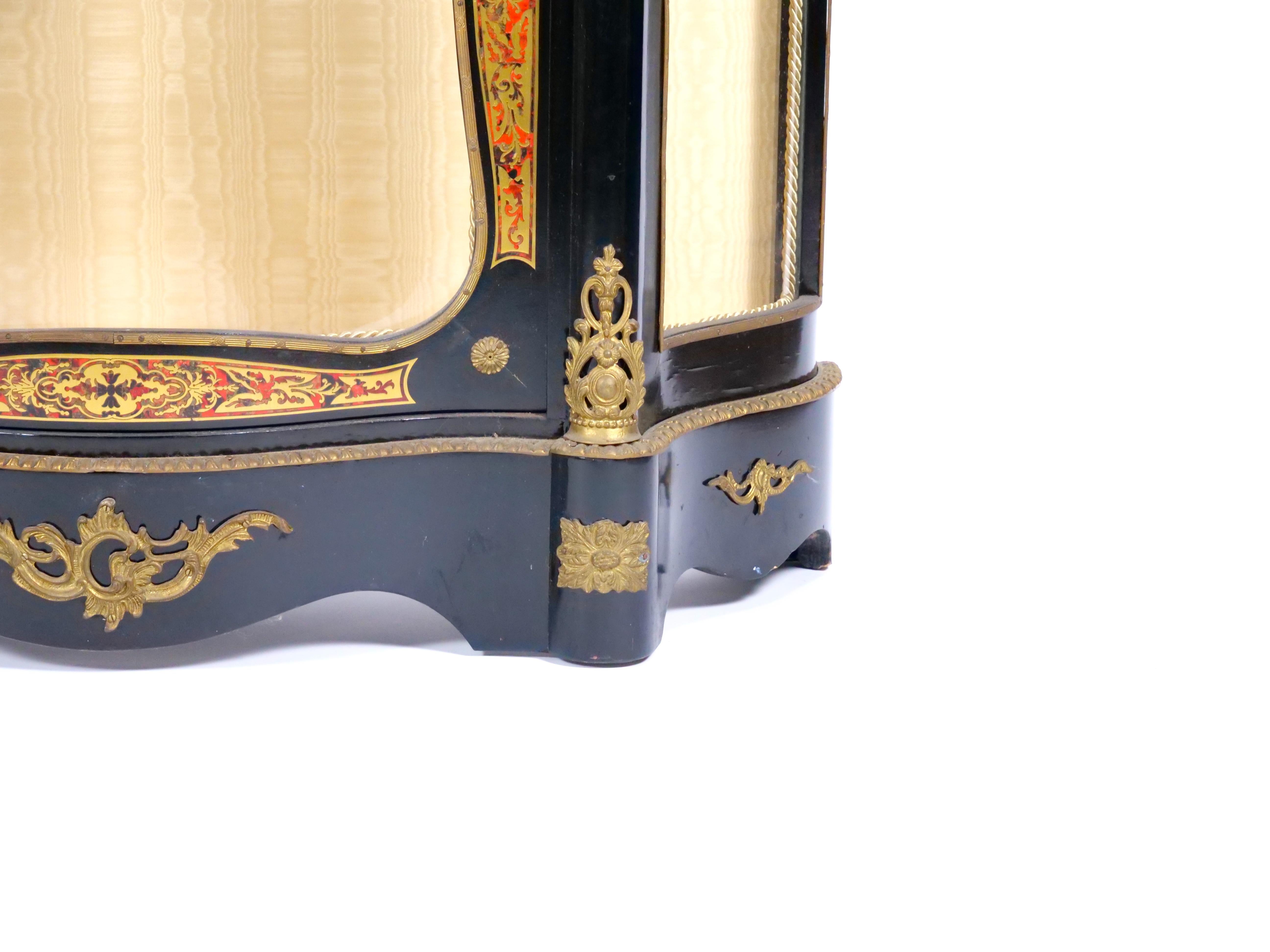 Pair 19th Century French Napoleon III Boulle Marquetry Ebonized Side Cabinets  For Sale 4