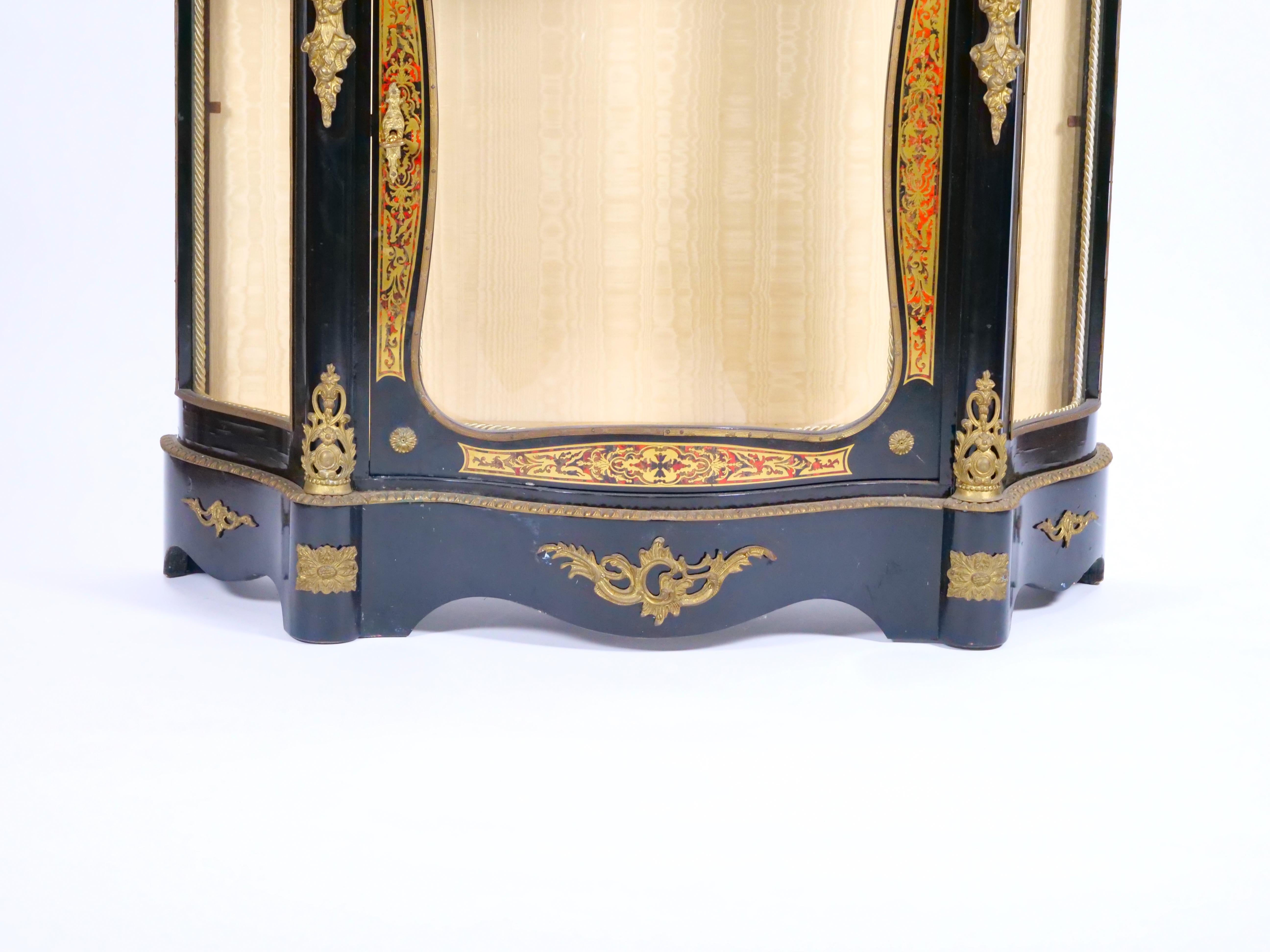 Pair 19th Century French Napoleon III Boulle Marquetry Ebonized Side Cabinets  For Sale 5